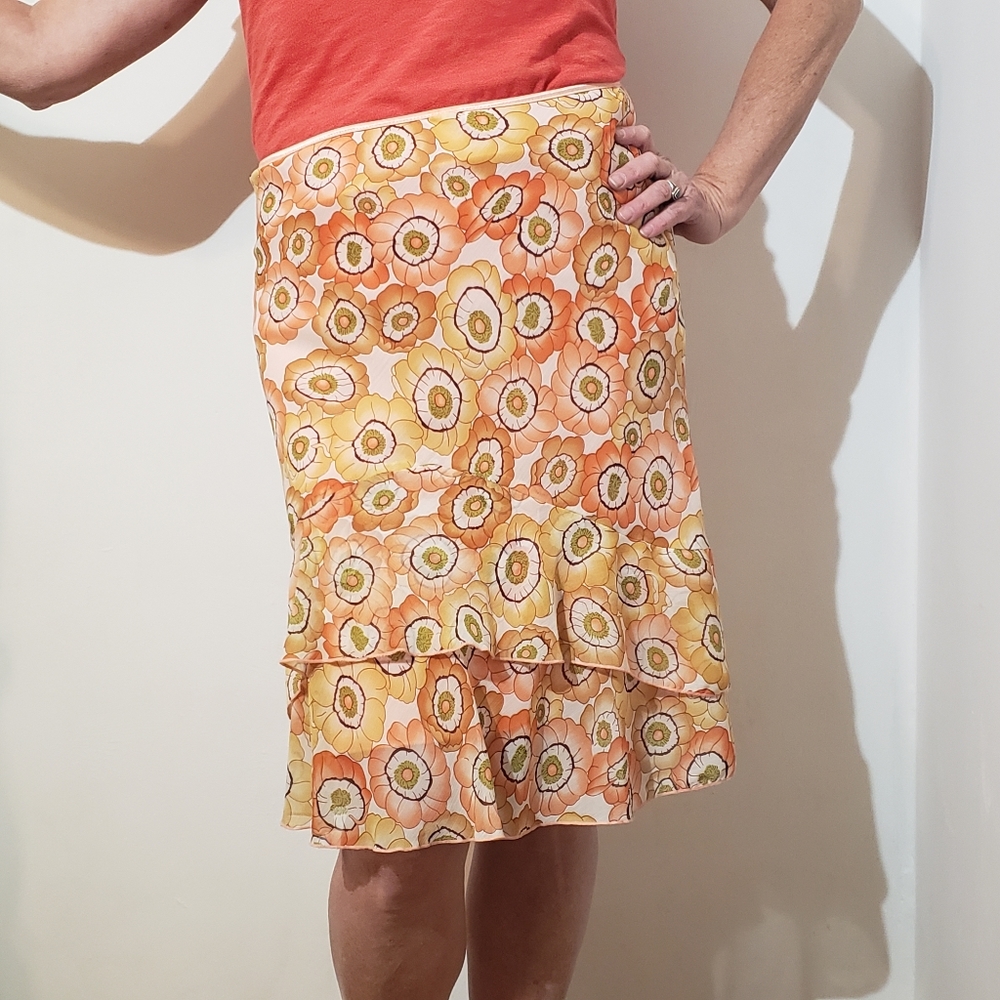 Orange floral skirt